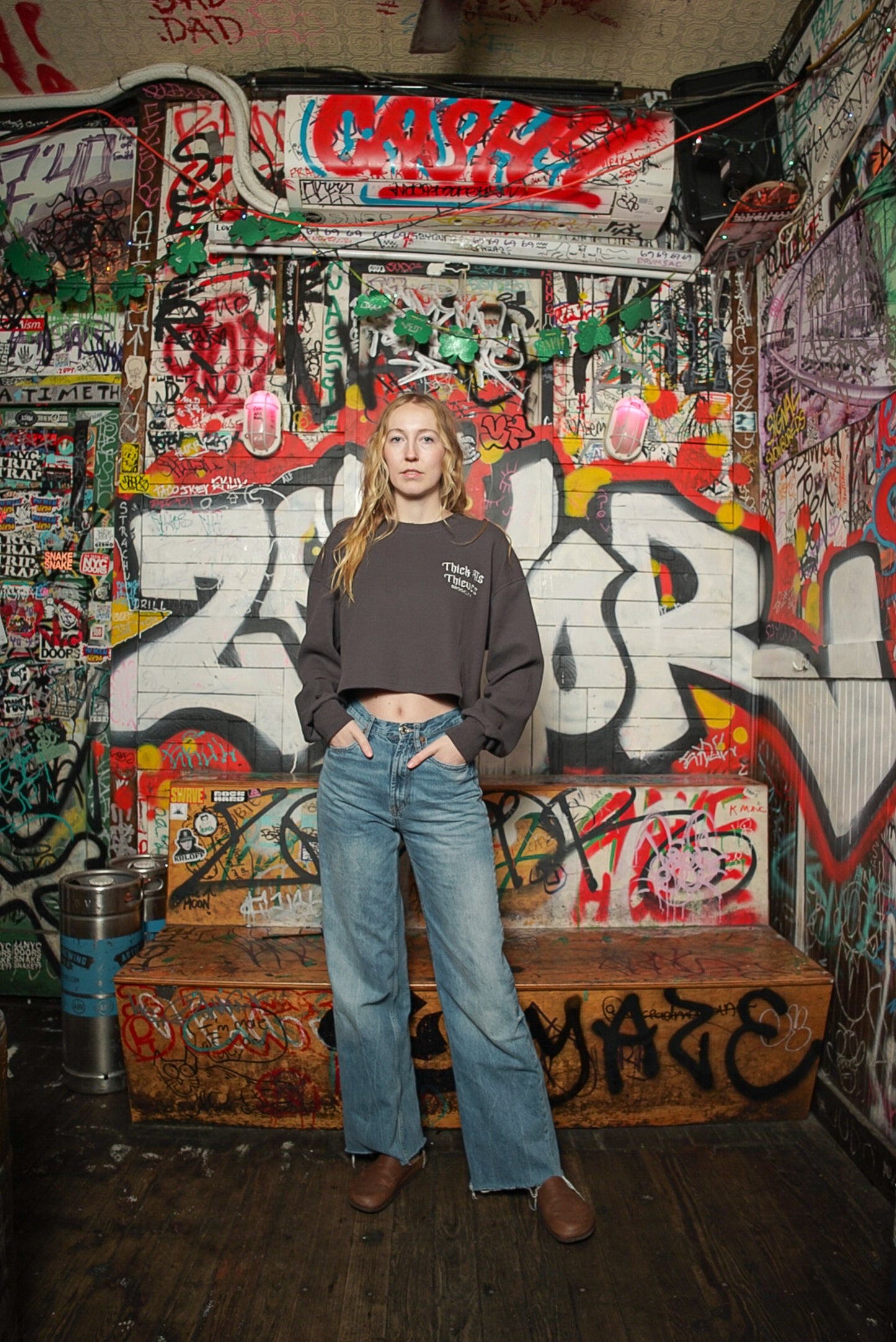 Waffle Knit Cropped Charcoal