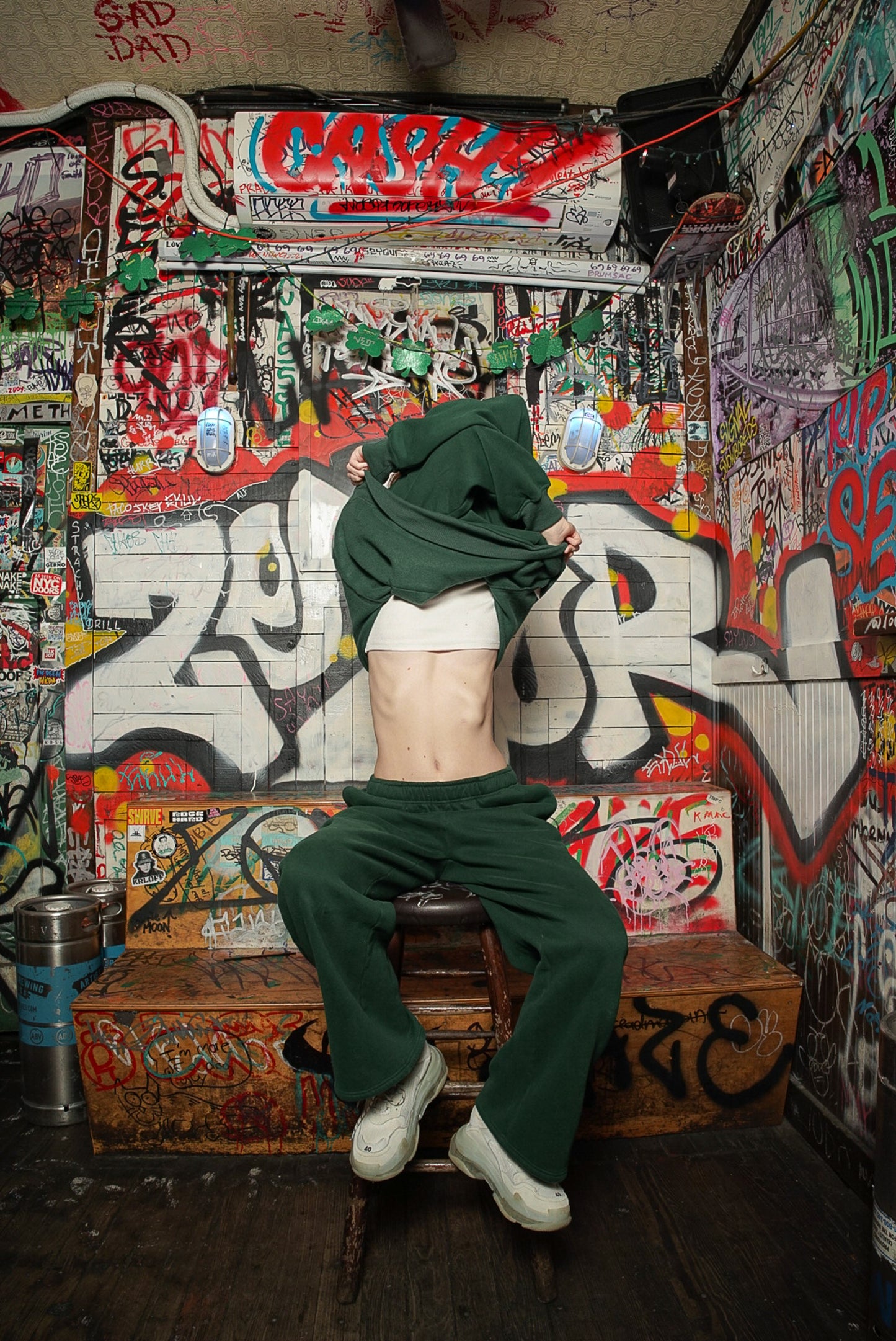 Straight Leg Sweat Pant Deep Green