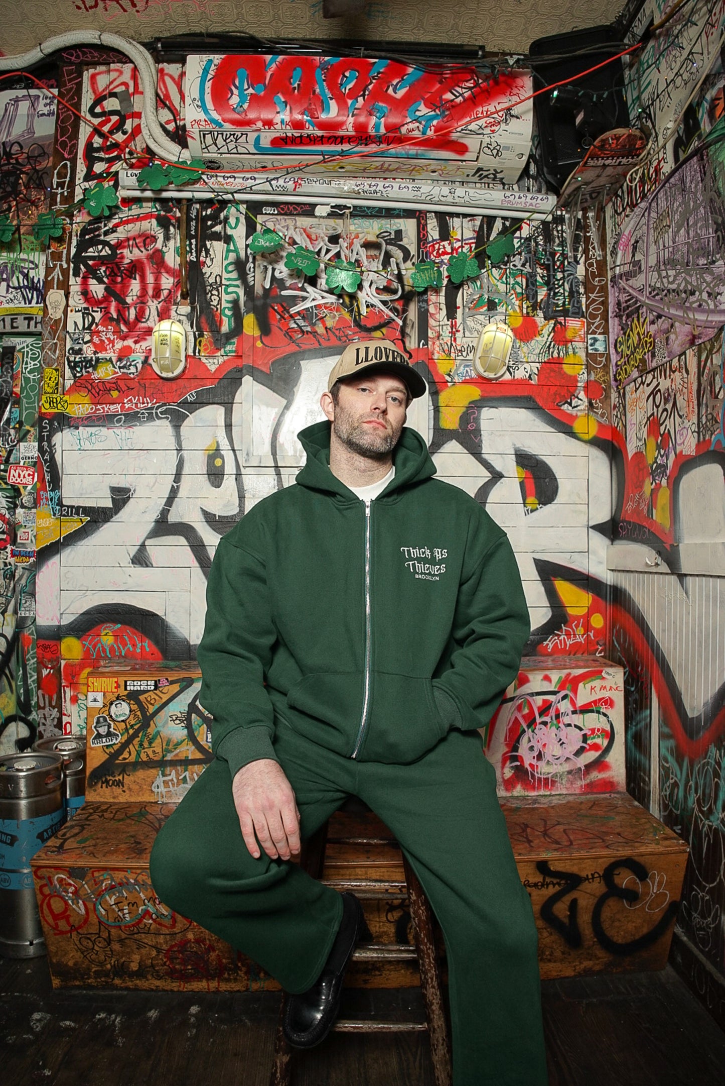 Oversize Hoodie Zip Up Deep Green