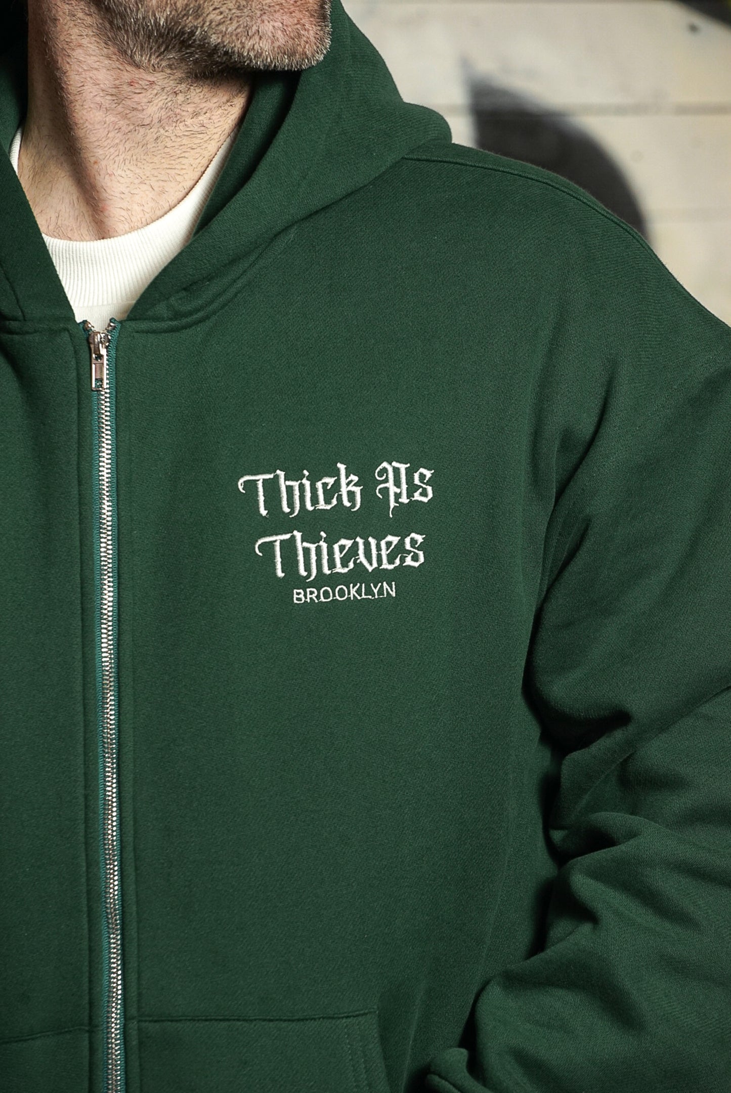Oversize Hoodie Zip Up Deep Green
