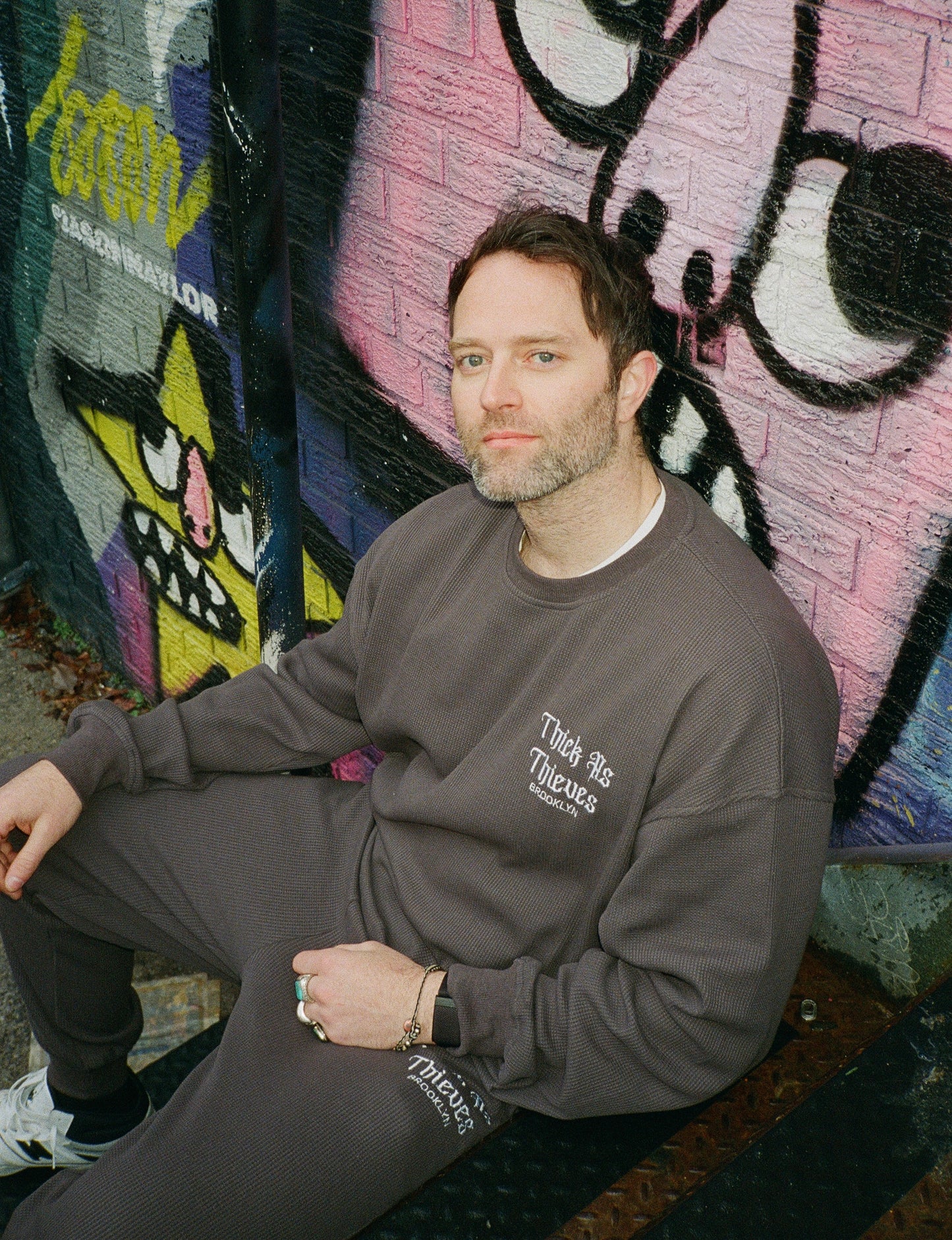 Waffle Knit Oversize Crewneck