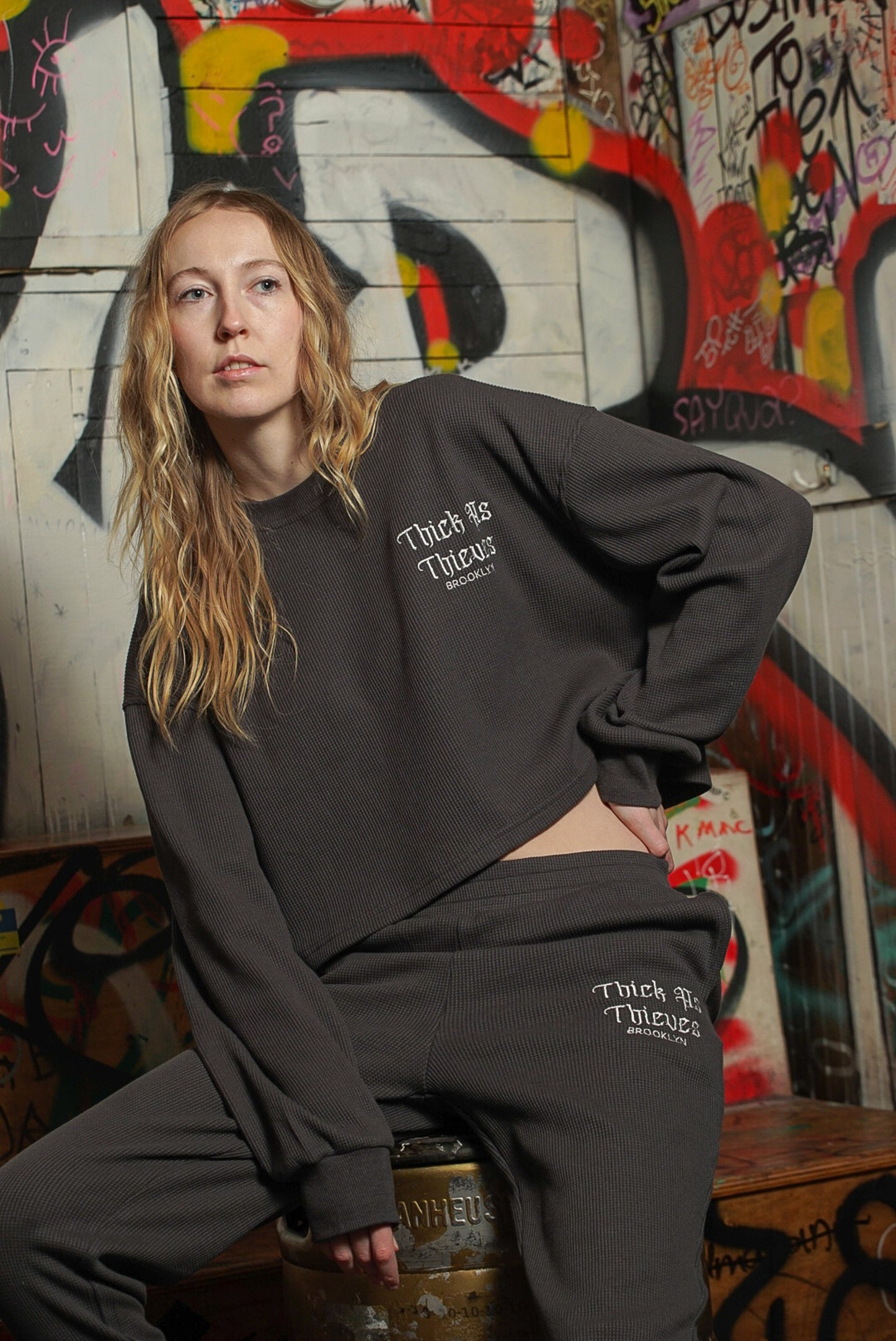 Waffle Knit Jogger Pant Charcoal